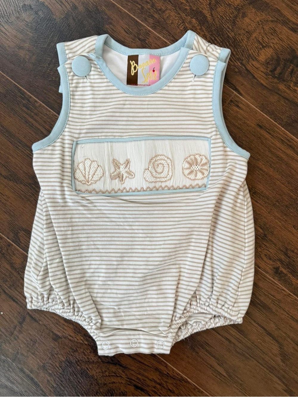 Bananaz Kids Blue & Cream Striped Baby One-Piece Bodysuit